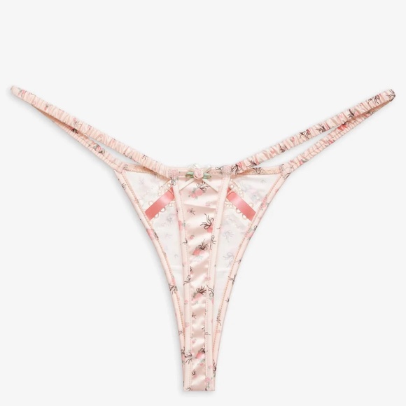 For Love & Lemons Peaches & Cream Thong Panty Peach XL NEW - Picture 6 of 6